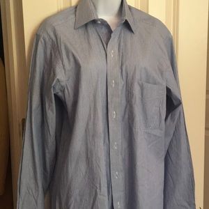 Club Room Regular Fit Blue Striped Dress Shirt